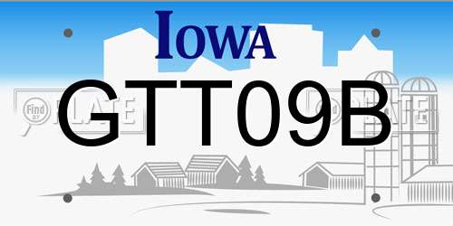 GTT09B Iowa License Plate