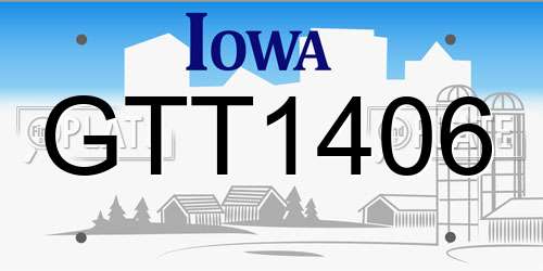 GTT1406 Iowa License Plate
