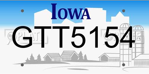 GTT5154 Iowa License Plate
