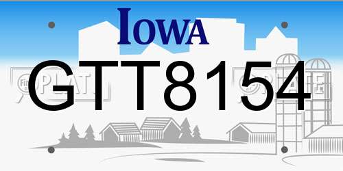 GTT8154 Iowa License Plate