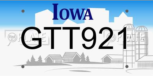 GTT921 Iowa License Plate