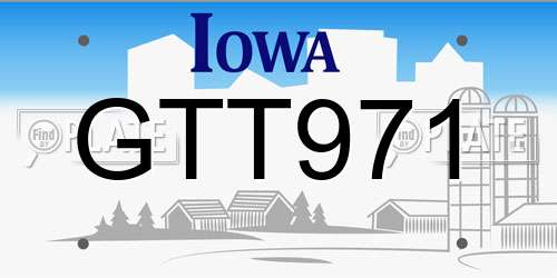 GTT971 Iowa License Plate