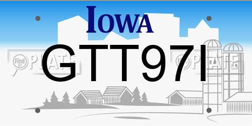 GTT97I Iowa License Plate
