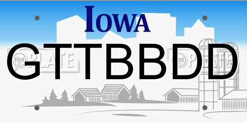 GTTBBDD Iowa License Plate