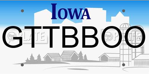 GTTBBOO Iowa License Plate