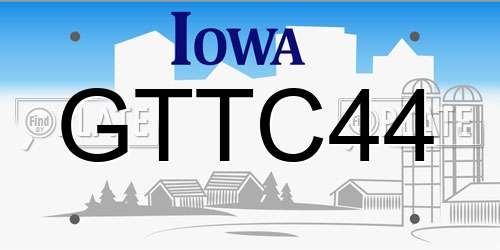GTTC44 Iowa License Plate
