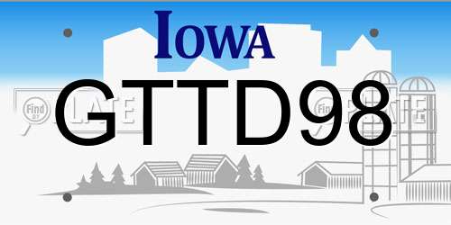 GTTD98 Iowa License Plate