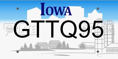 GTTQ95 Iowa License Plate