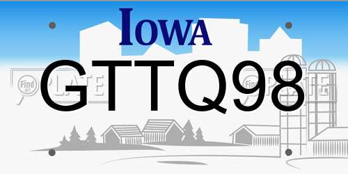 GTTQ98 Iowa License Plate