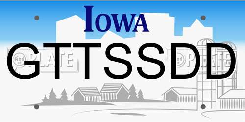 GTTSSDD Iowa License Plate