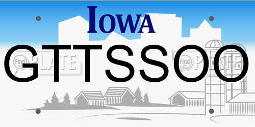 GTTSSOO Iowa License Plate