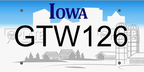 GTW126 Iowa License Plate