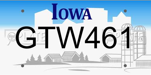 GTW461 Iowa License Plate