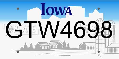 GTW4698 Iowa License Plate