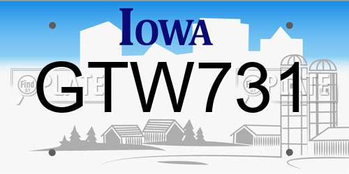 GTW731 Iowa License Plate