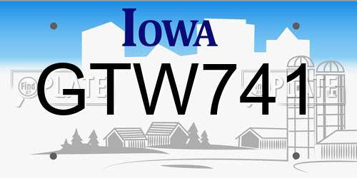 GTW741 Iowa License Plate