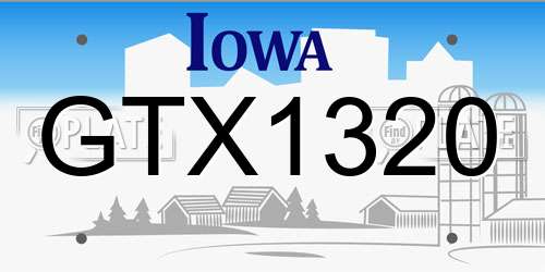 GTX1320 Iowa License Plate