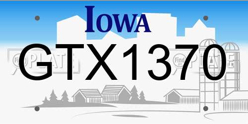 GTX1370 Iowa License Plate