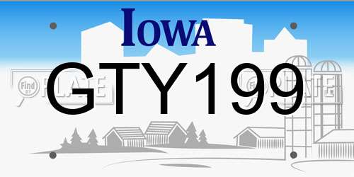 GTY199 Iowa License Plate
