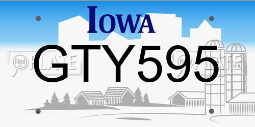 GTY595 Iowa License Plate