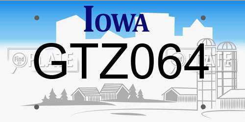 GTZ064 Iowa License Plate