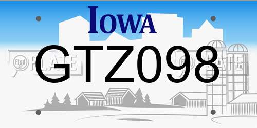 GTZ098 Iowa License Plate