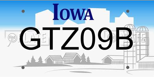 GTZ09B Iowa License Plate