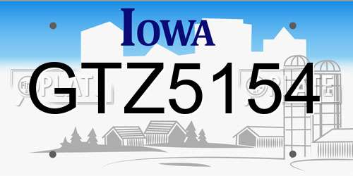 GTZ5154 Iowa License Plate
