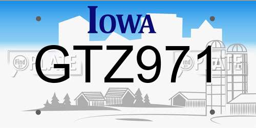 GTZ971 Iowa License Plate
