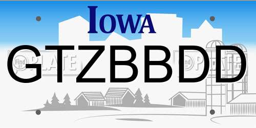 GTZBBDD Iowa License Plate