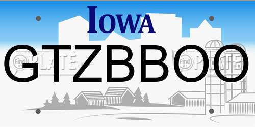 GTZBBOO Iowa License Plate