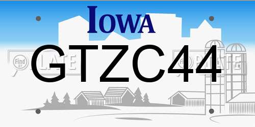 GTZC44 Iowa License Plate