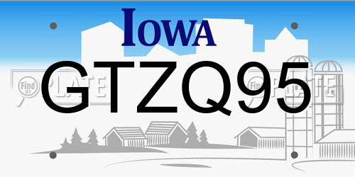 GTZQ95 Iowa License Plate