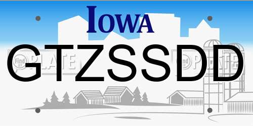 GTZSSDD Iowa License Plate