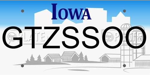 GTZSSOO Iowa License Plate