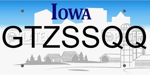 GTZSSQQ Iowa License Plate