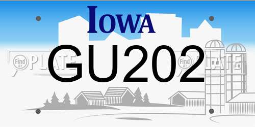 GU202 Iowa License Plate