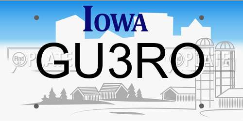 GU3RO Iowa License Plate