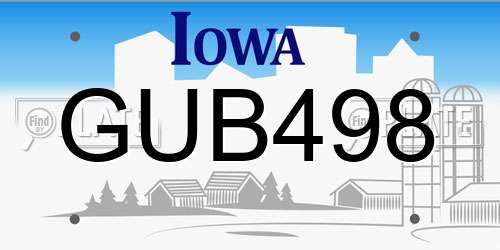 GUB498 Iowa License Plate