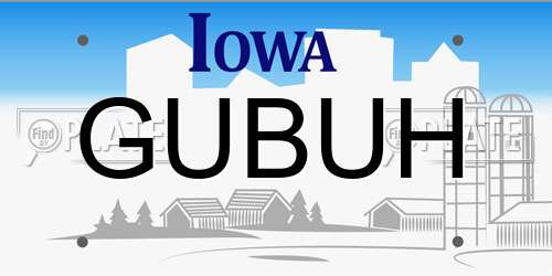 GUBUH Iowa License Plate