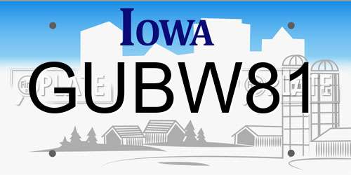 GUBW81 Iowa License Plate