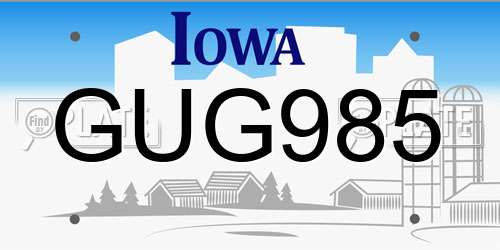 GUG985 Iowa License Plate