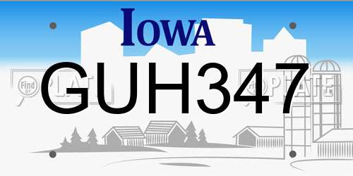 GUH347 Iowa License Plate