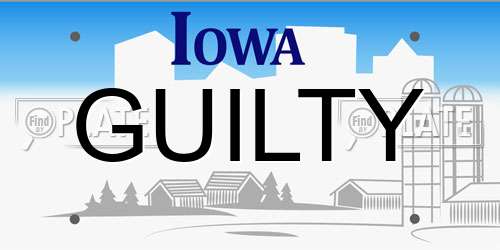 GUILTY Iowa License Plate
