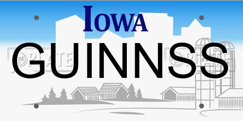 GUINNSS Iowa License Plate