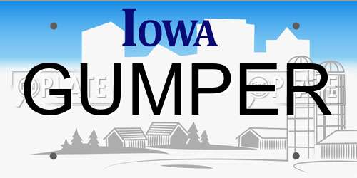 GUMPER Iowa License Plate