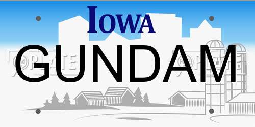 GUNDAM Iowa License Plate