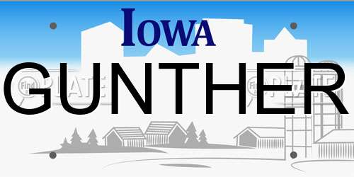 GUNTHER Iowa License Plate