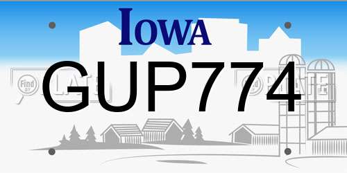 GUP774 Iowa License Plate