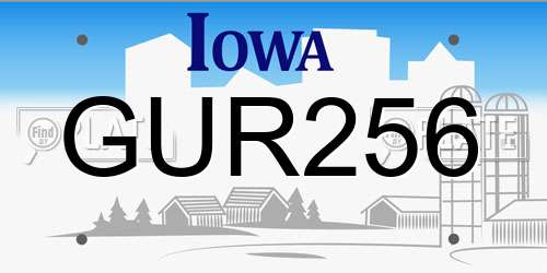 GUR256 Iowa License Plate
